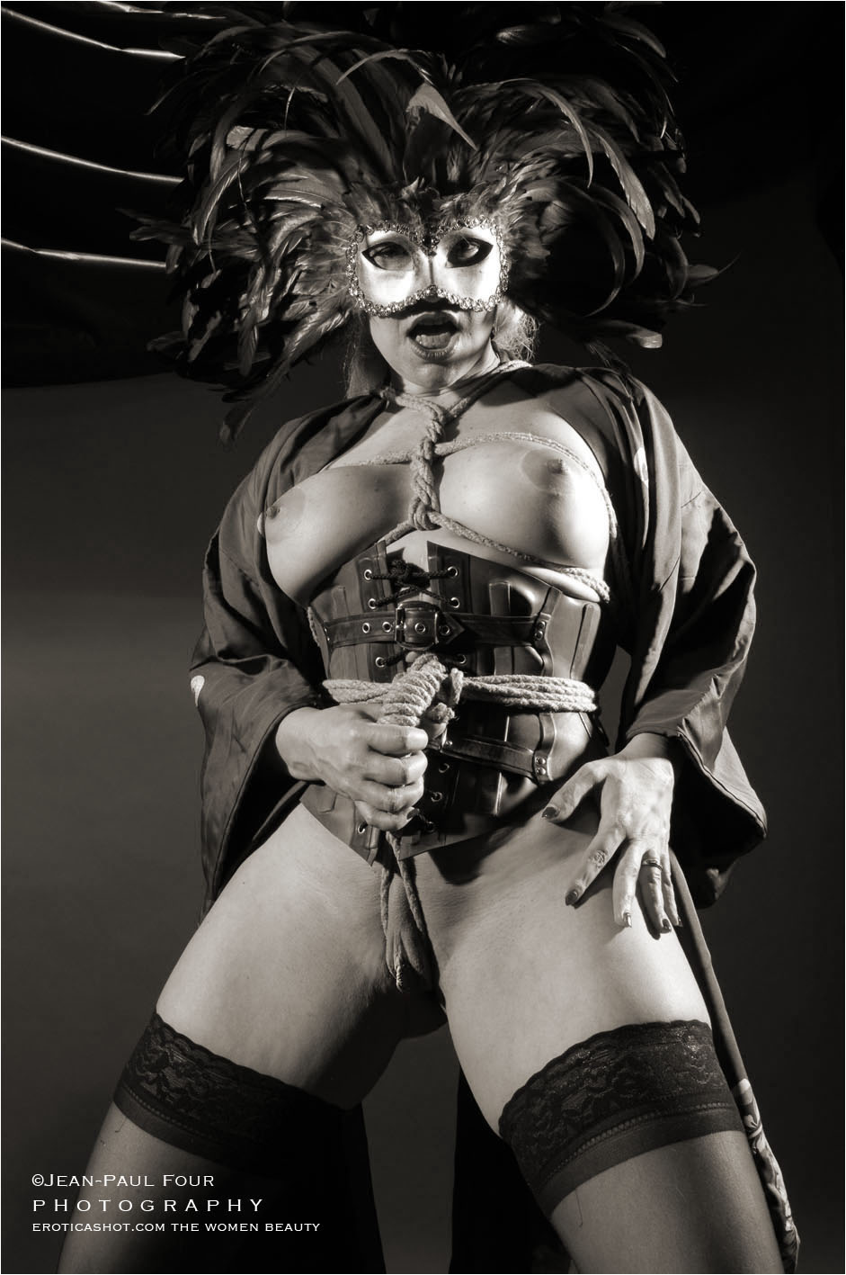 Fetish Geisha, total sub, big boobs, shibari, self suspension, tits and pussy torture, slut, pee, follow on eroticashot.com, pict by ©Jean-Paul Four